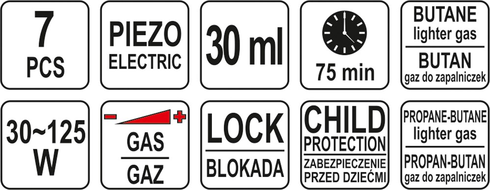 Lutownica gazowa 3IN1 z akcesoriami z zapłonem piezo