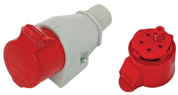 Gniazdo izolacyjne stałe 32A 400V czerwone 3P+N+Z IP44