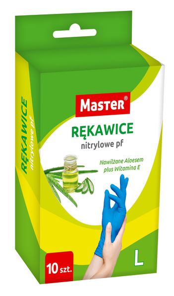 Rękawice nitrylowe master aloes rozmiar L OP. 10 szt