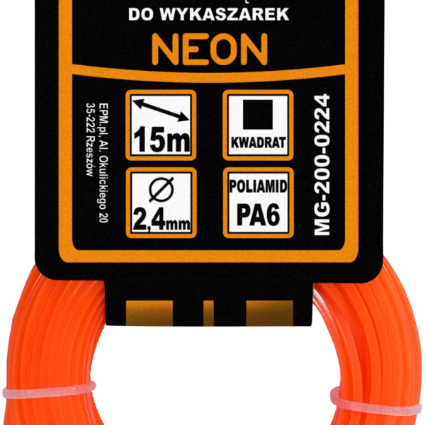 Żyłka do wykaszarki kwadrat neon 2,4mm 15M