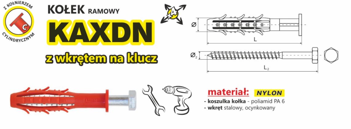 Kołek ramowy wszechstronny kaxdn 14*100mm nylon