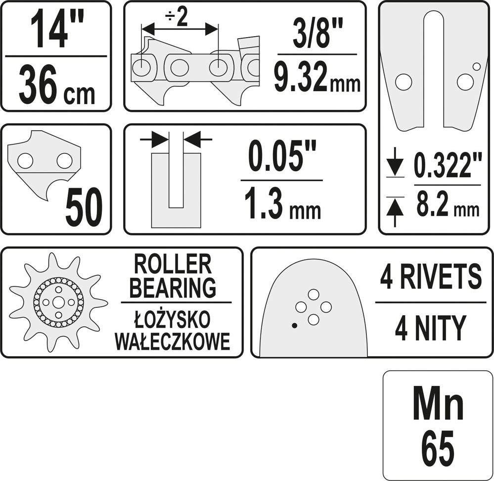 Prowadnica łańcucha do pilarek 14' 3/8'G