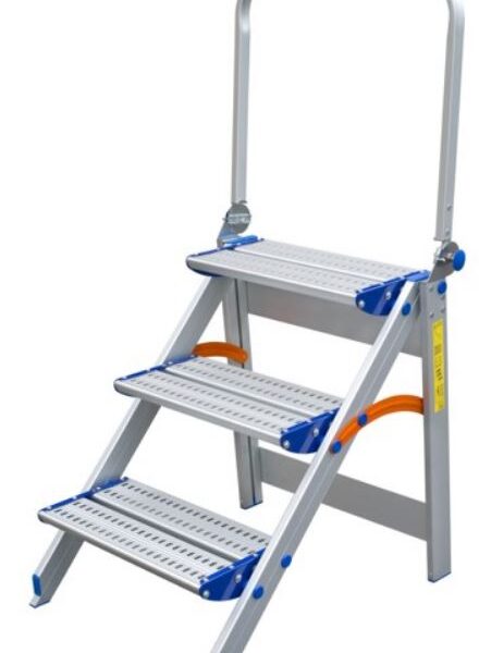 Schodki składane, z poręczą 93cm 4 stopnie