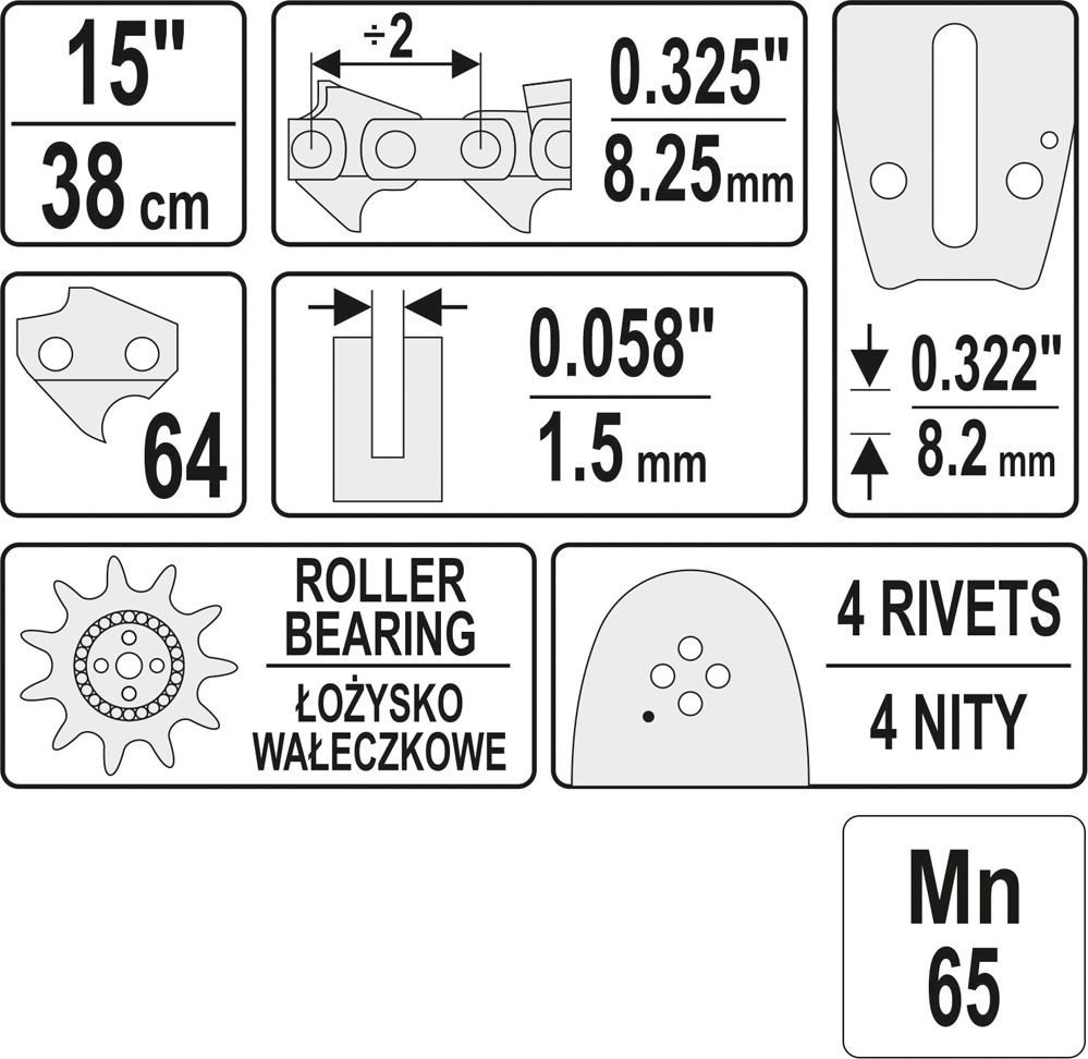 Prowadnica łańcucha do pilarek 15'' 325U