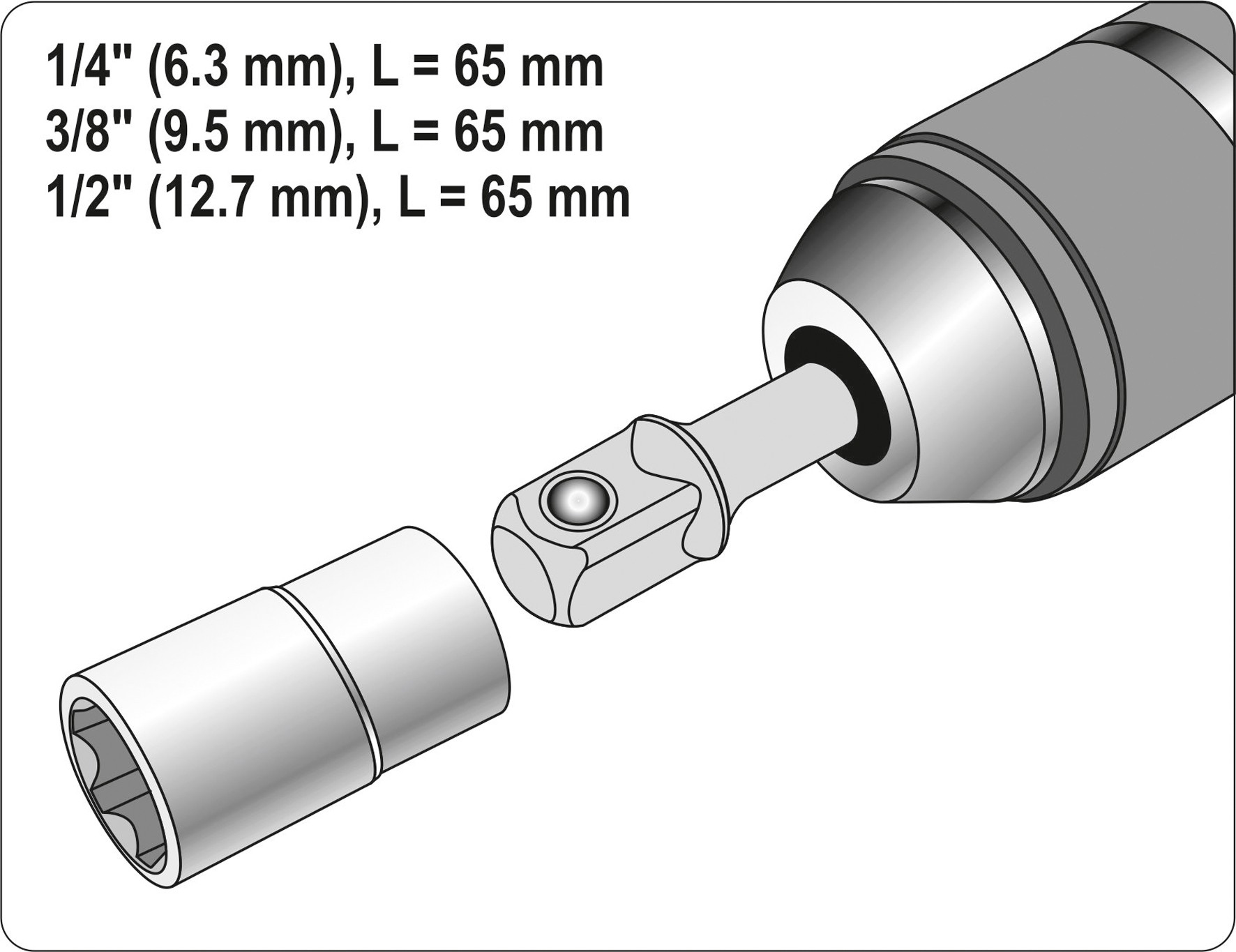 Adapter SDS plus do nasadek 1/4'', 3/8'', 1/2''