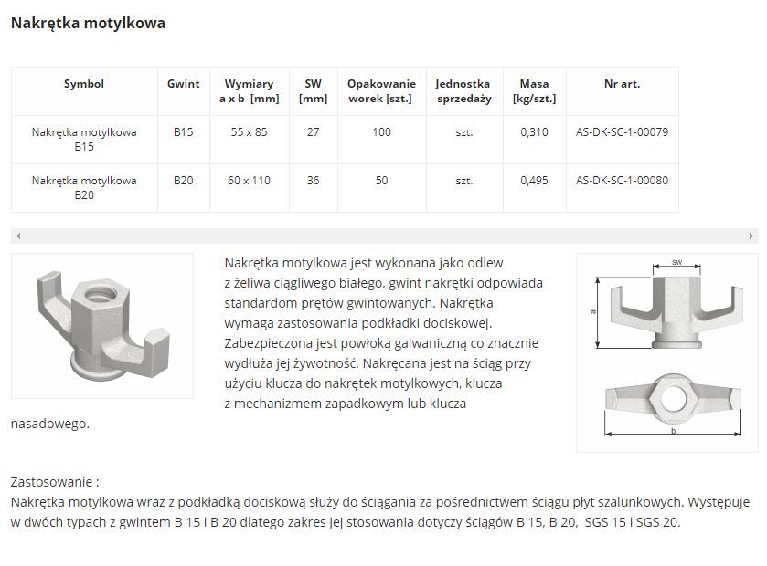 Nakrętka motylkowa B15