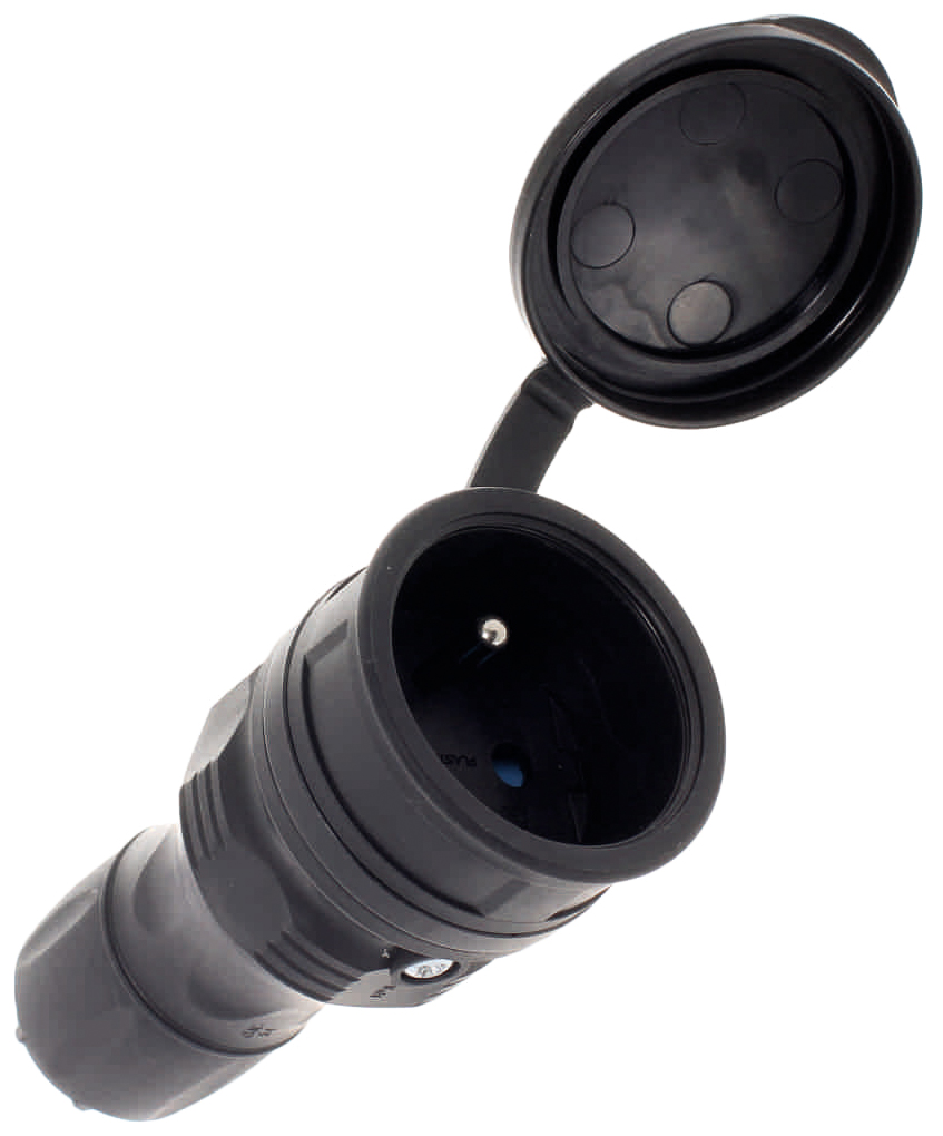 Gniazdo gumowe 2P+Z, 16A extrem IP54 czarne