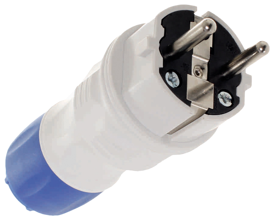 Wtyczka prosta 2P+Z, 16A extrem UNI IP54 szaro-niebieska