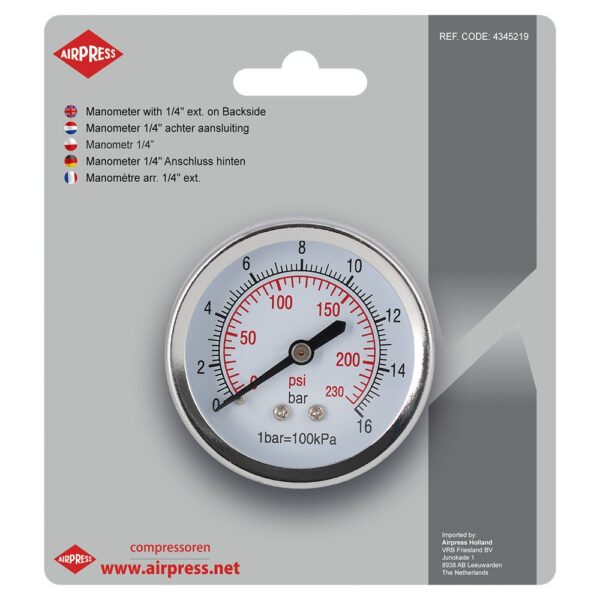 Manometr 1/4'' z tylnym gwintem