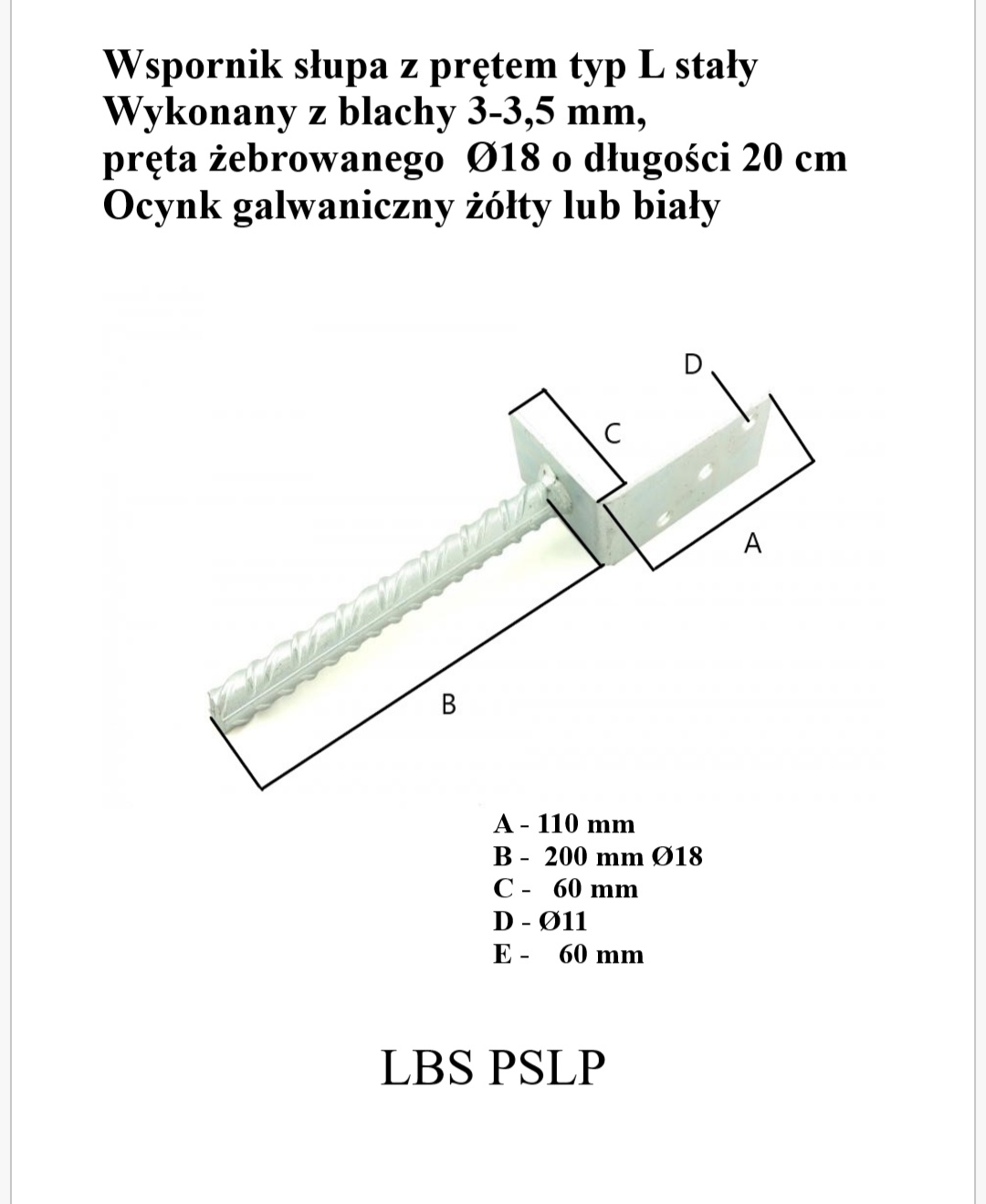 Podstawa słupa TYP L pręt