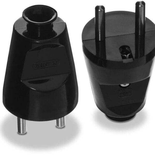 Wtyczka prosta rozbieralna 2P+Z, 16A, 250V czarna