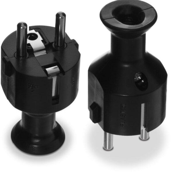Wtyczka prosta rozbieralna uni-schuko, 2P+Z 16A, 250V czarna