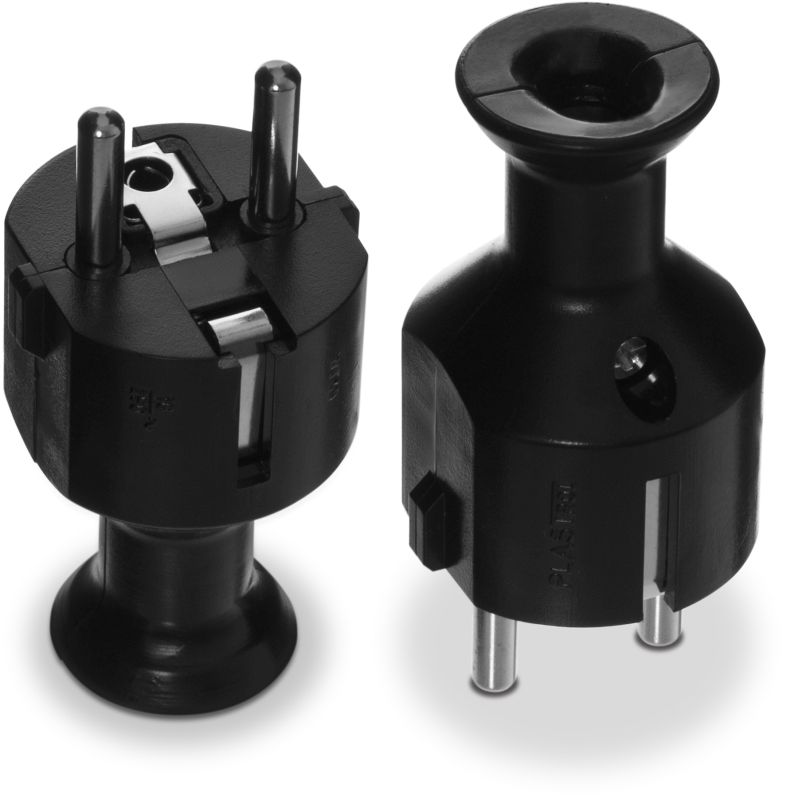 Wtyczka prosta rozbieralna uni-schuko, 2P+Z 16A, 250V czarna