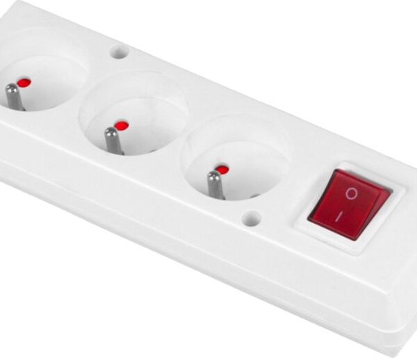 Gniazdo potrójne + wyłącznik 16A 250V rozbieralne Z/U białe