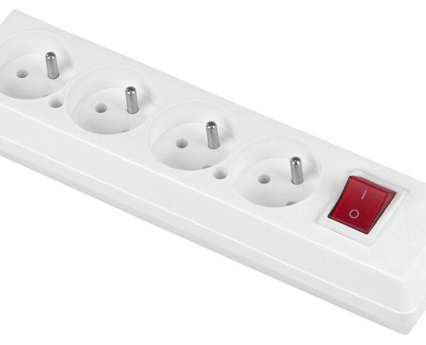 Gniazdo poczwórne + wyłącznik 16A 250V rozbieralne Z/U białe