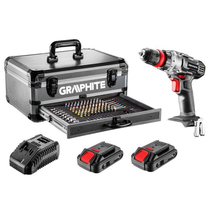 Wiertarko-wkrętarka 2*18V/2.0AH, 10mm+109 akcesoriów zestaw