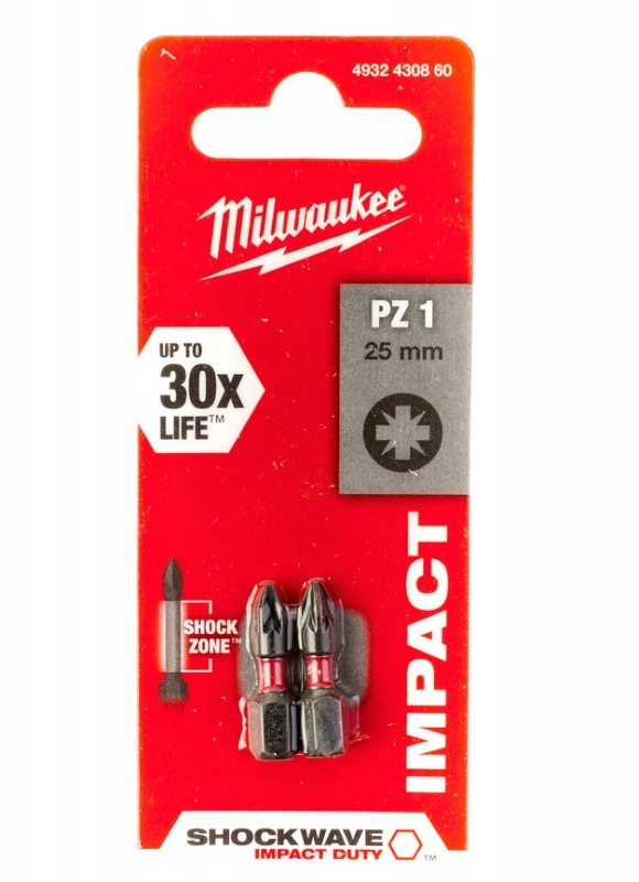 Bit, grot, końcówka shockwave PZ1 25mm 2 szt.