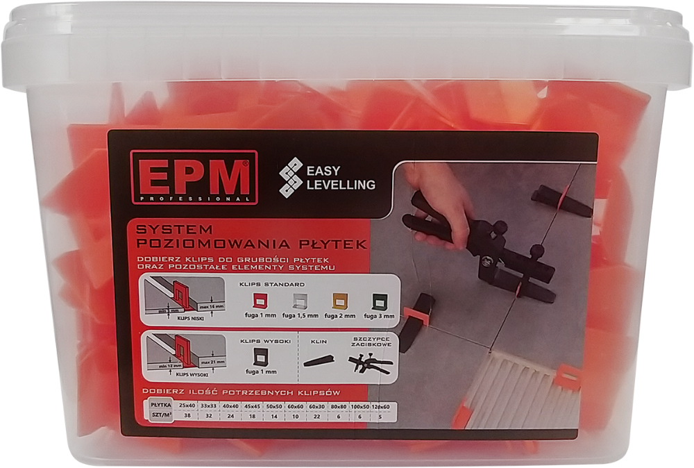 Klipsy system układania płytek easy leveling 200szt. 1mm