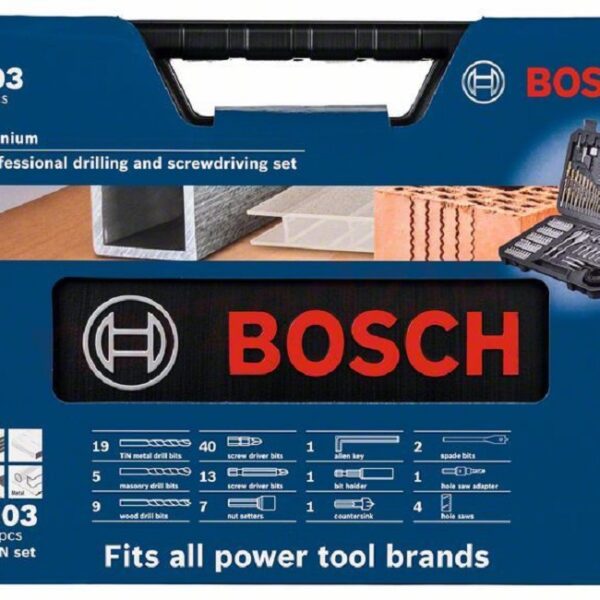 Zestaw wierteł i bitów titanium TIN SET 103 szt.