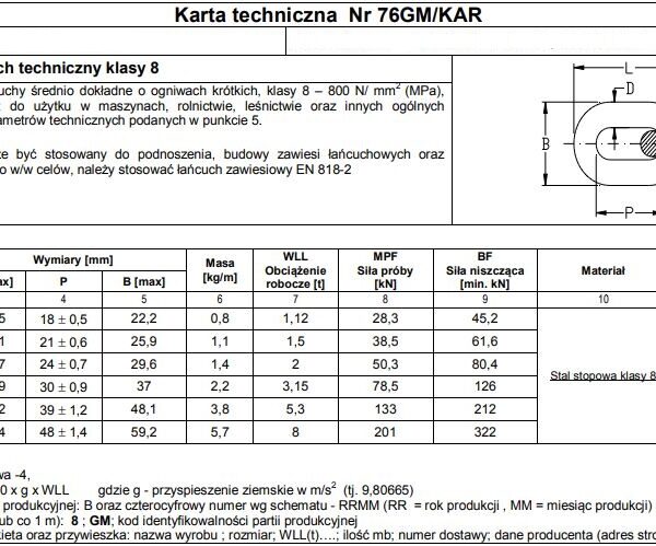Łańcuch techniczny czarny 10mm G8 WLL 3.15T