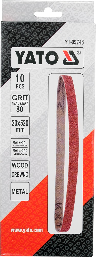 Taśma ścierna bezkońcowa 10szt P80 20*520mm