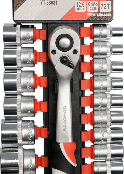 Komplet nasadek z grzechotką 1/2'' 19 części