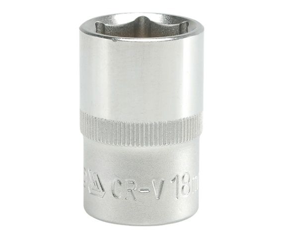 Nasadka krótka 6-KĄTNA chromowana 1/2'' 18mm