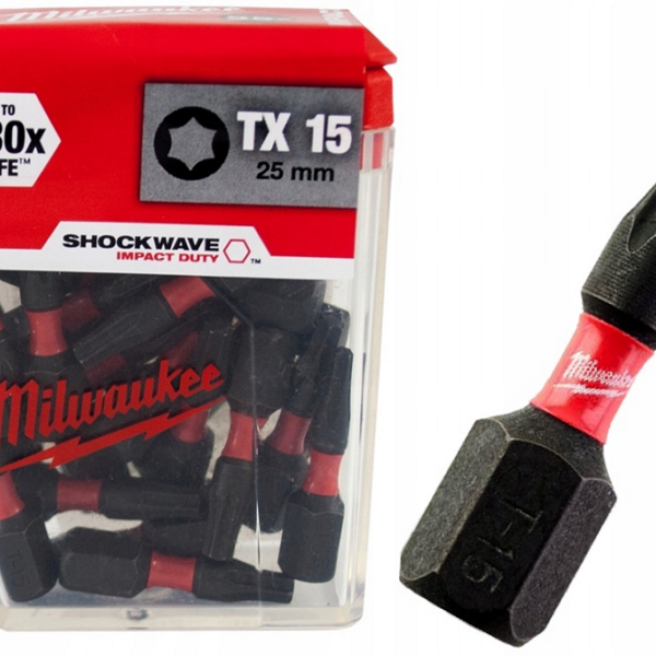 Bit, grot, końcówka torx TX15 25mm 25 szt.