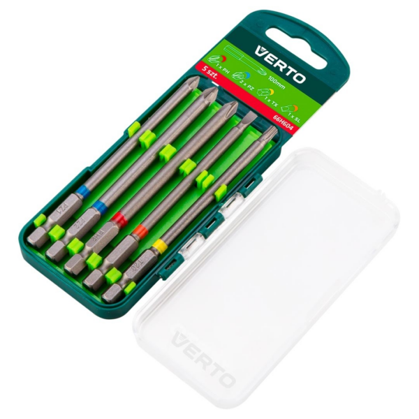 Zestaw bitów 5 sztuk 100mm - 1*PH, 2*PZ, 1*SL, 1*TX