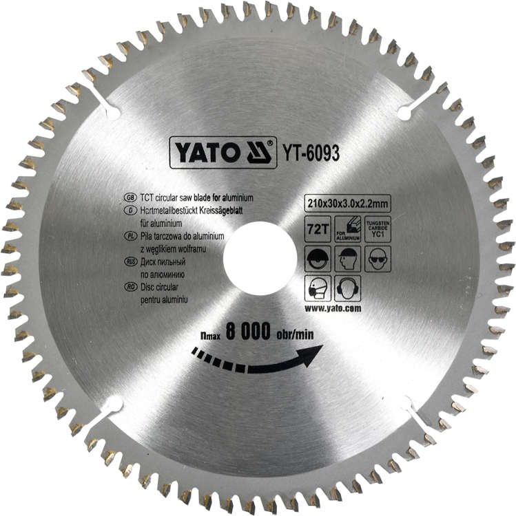 Tarcza widiowa do aluminium 210*30mm 72 zęby