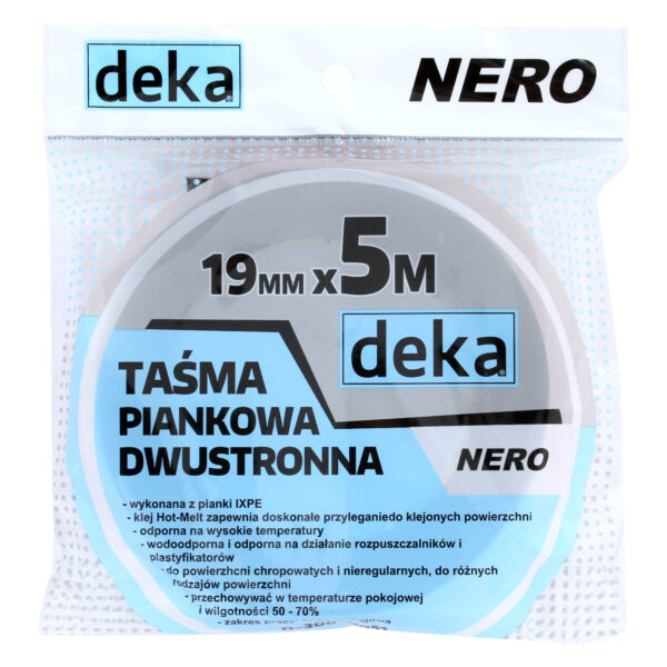 Taśma dwustronna piankowa nero czarna 19mm*5M