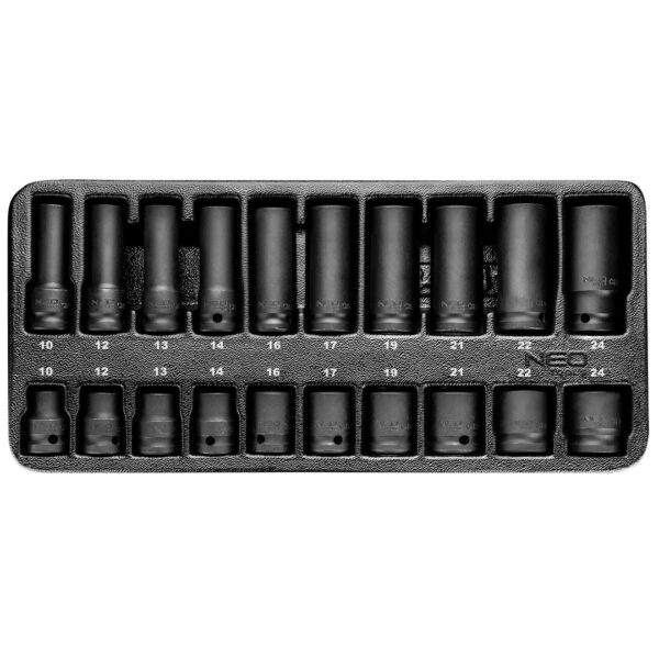 Nasadki udarowe 1/2' 10-24 mm zestaw 20 sztuk wkładka