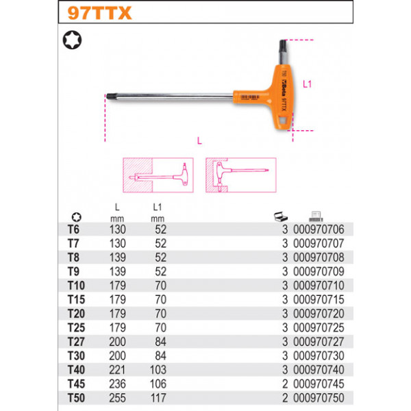 Klucz trzpieniowy kątowy profil torx T09