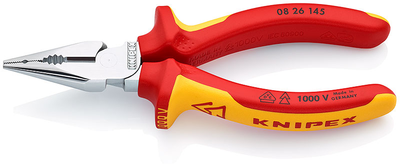 Szczypce uniwersalne z ostro zakończonymi szczękami PCV145mm