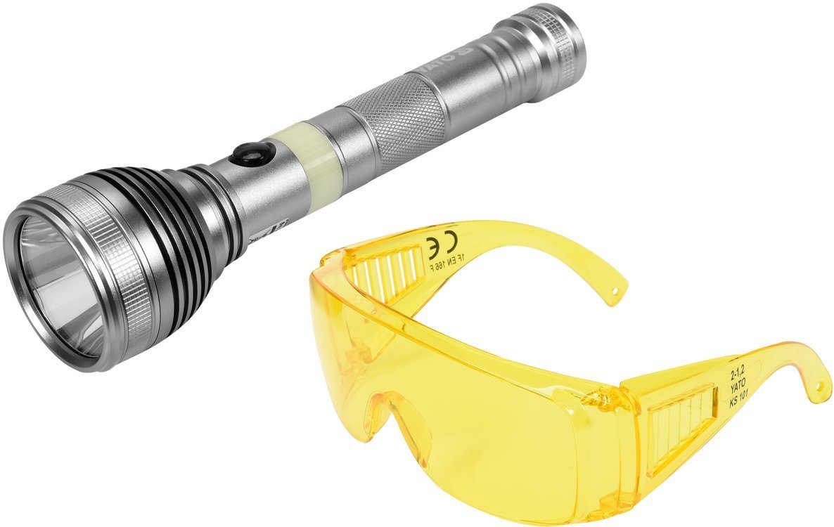Zestaw latarka UV akumulatorowa 3W + okulary