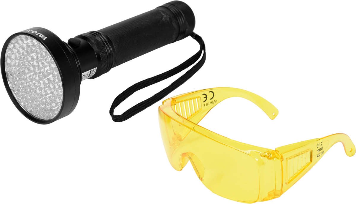 Zestaw latarka UV 100 LED i okulary