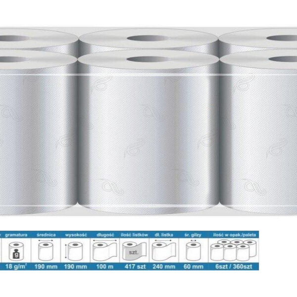 Ręcznik papierowy maxi, 100% celuloza, 100M/19cm OP. 6szt