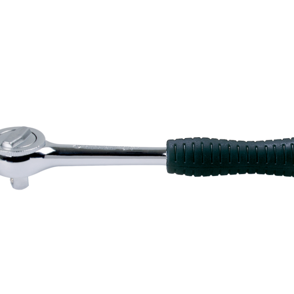 Grzechotka 3/8 200mm 45 zęby chrom, uchwyt gumowy