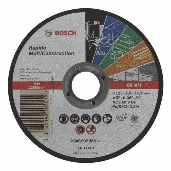 Tarcza rapido multiconstruction 125*1,0 prosta