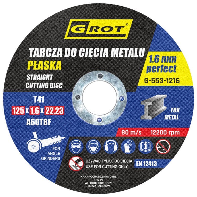 Tarcza płaska T1A 125*1.6*22 komplet 10 sztuk