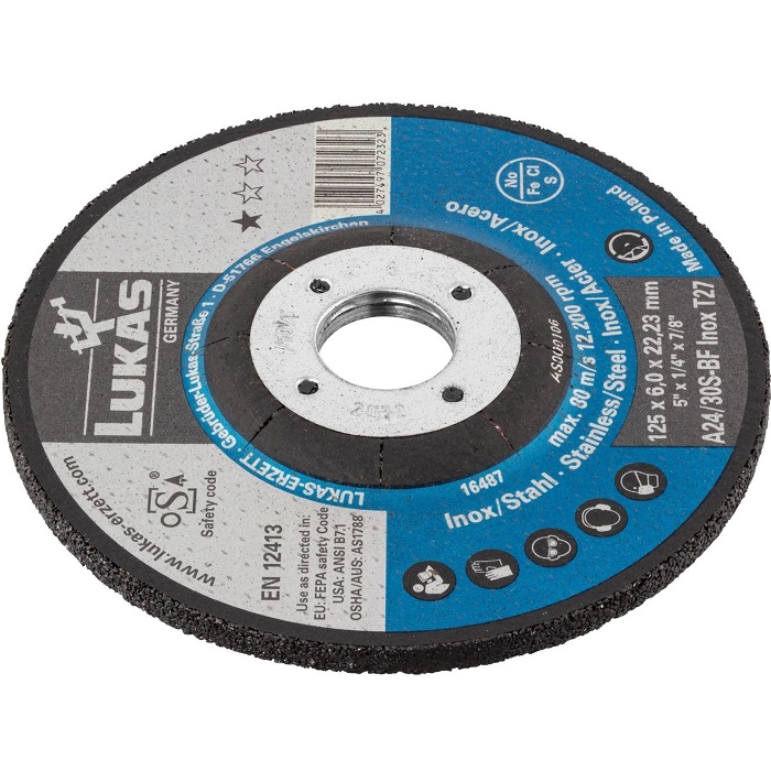 Tarcza wypukła T27 125*6.0*22 A24/30S-BF inox premiumflex