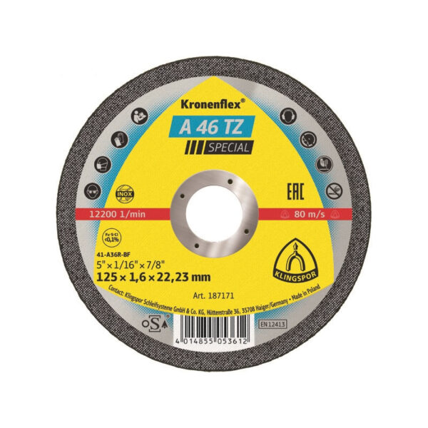 Tarcza płaska A46TZ T1A 115*1.6*22 187170