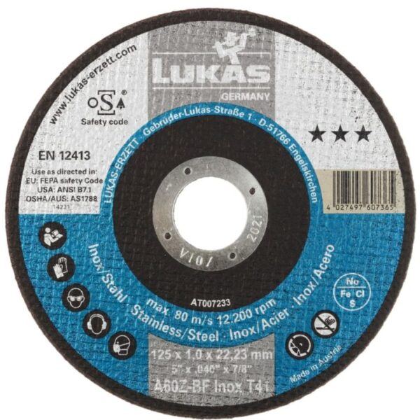 Tarcza płaska T1A 125*1.0*22 A60Z-BF progres inox HCS