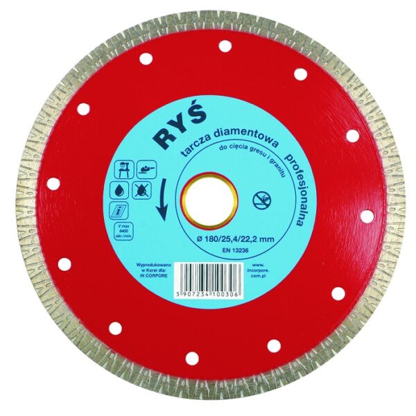 Tarcza diamentowa turbo RYŚ 250mm