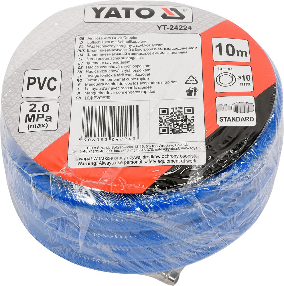 Wąż pneumatyczny PVC z szybkozłączami 10mm*10M