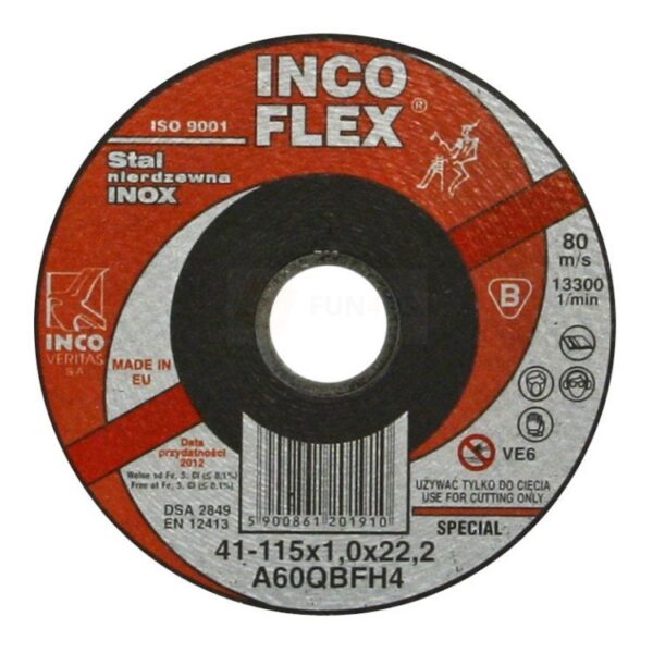 Tarcza płaska inox T1A 115*1.0*22