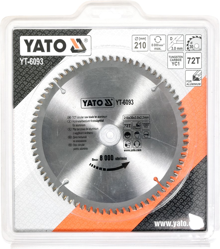 Tarcza widiowa do aluminium 210*30mm 72 zęby