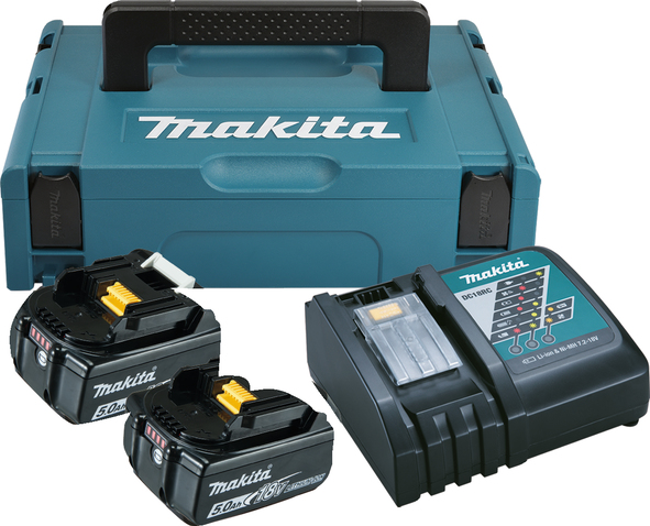 Zestaw zasilający 18V makpac 2*5.0AH BL1850B+DC18RC