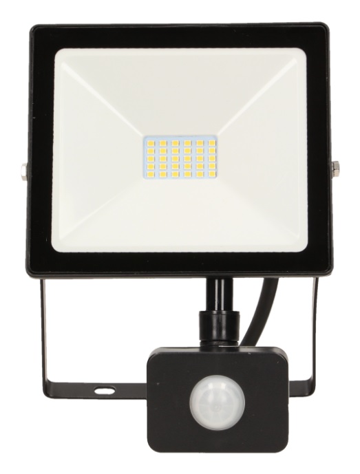 Naświetlacz LED z PIR 30W, 1600LM, IP44, 4000K, alu+szkło