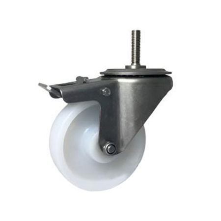 Koło tworzywo 100mm bolec+hamulec, śruba M12 inox 16BXH*M12
